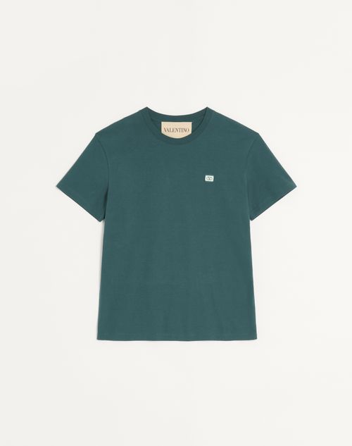Valentino - Cotton T-shirt With Vlogo Patch - Dark Green - Man - T-shirts And Sweatshirts